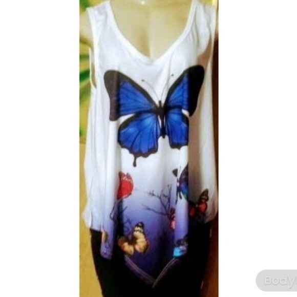 Blue Butterfly Blouse L - Picture 10 of 10